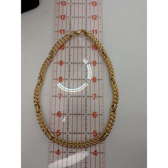 Christian Dior Signed Designer Gold-Plated Braided Collar Round Necklace 16.5" - Picture 5 of 5